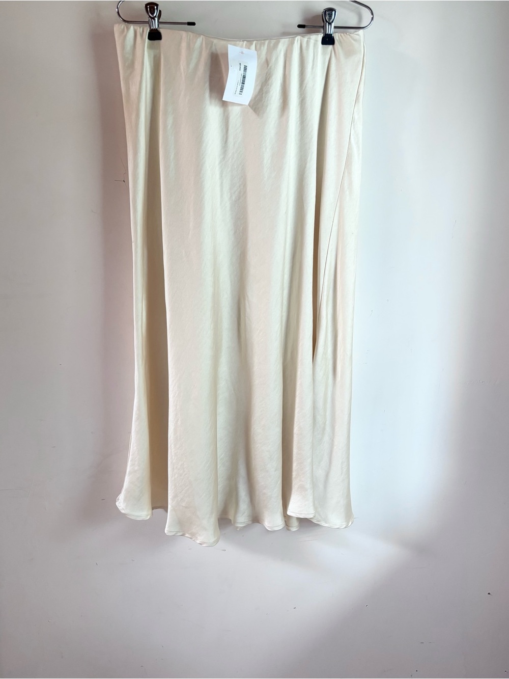 Oak and Fort Cream Satin Midi Skirt